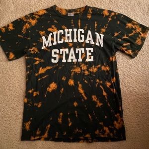 dark green bleach dyed michigan state tshirt